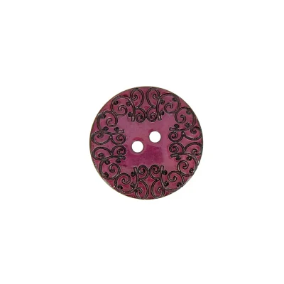 Bouton nacré  gravé 18 mm - Rose