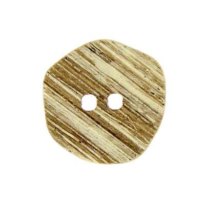 Boutons en bois rayé façon corne 27 mm - Blanc