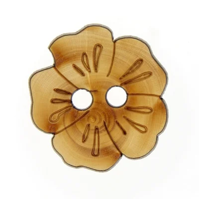 Bouton bois fleur tropicale - 36 mm