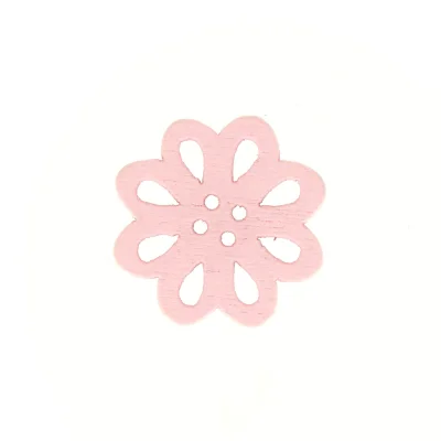 Bouton fleur en bois 20 mm - Rose clair
