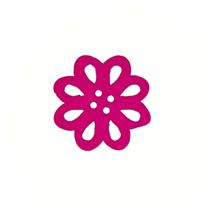 Bouton fleur en bois 20 mm - Rose