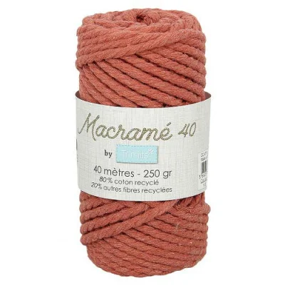 Cordon Coton Macramé 40m - Pêche foncé