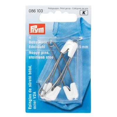 Epingles de sûreté bébé Prym blanches en acier inoxydable