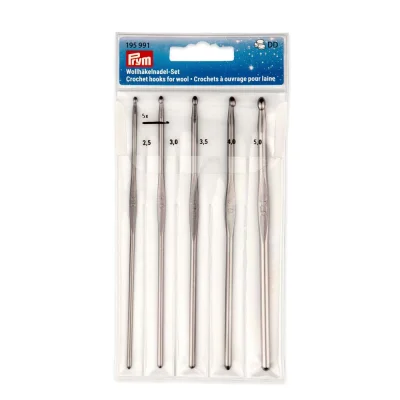 Set de 5 crochets Prym 2,5 à 5 mm - Argenté