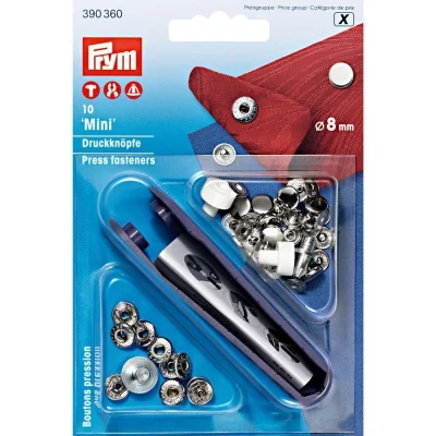 Boutons pression Mini laiton 8 mm avec outil Prym Argent