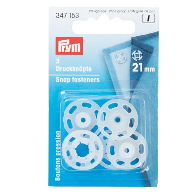 Boutons pression à coudre en plastique Prym Transparent - 4 tailles
