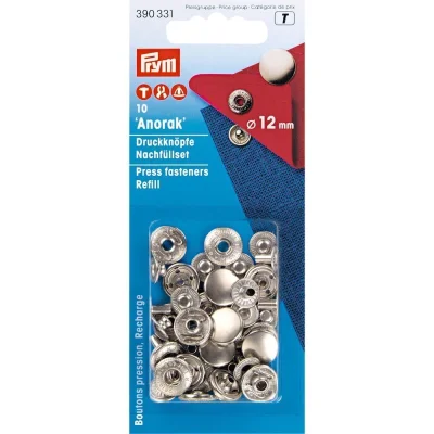 Recharge de boutons pression anorak Prym Argent - 2 tailles