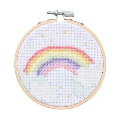 Kit Broderie Point de croix 10 cm arc en ciel - Rico Design