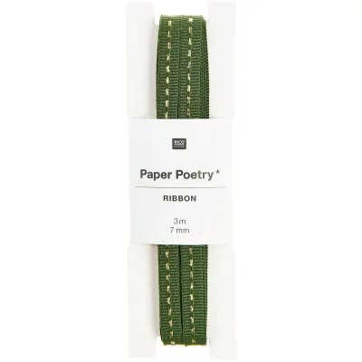 Ruban tissé Vert à pointillés Or 7 mm Rico Design x3m