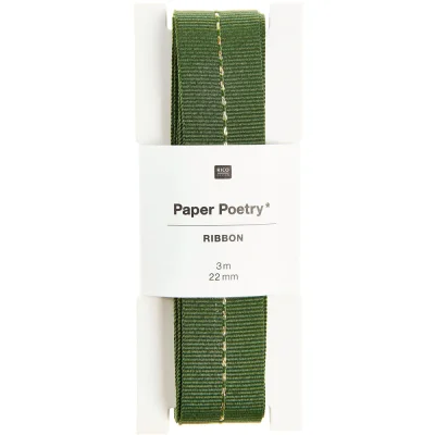 Ruban tissé Vert à pointillés Or 22 mm Rico Design x3m