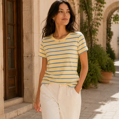 Kit Couture Craftine T-shirt Eponge rayé Jaune
