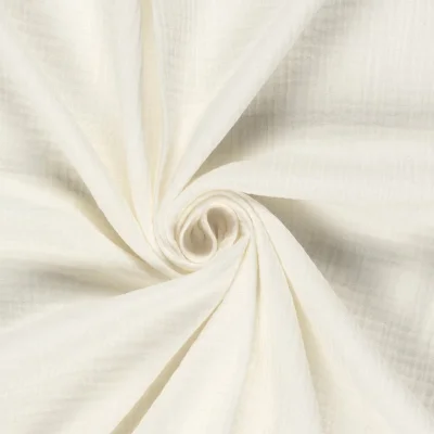 Tissu Double gaze de coton uni Ivoire - Par 10 cm
