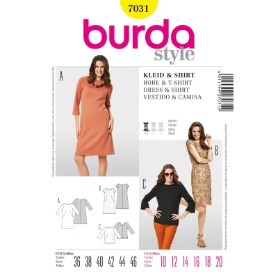 Patron Burda 7031 Robe et t-shirt