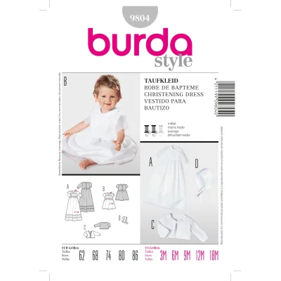 Patron Burda 9804 Robe de baptême