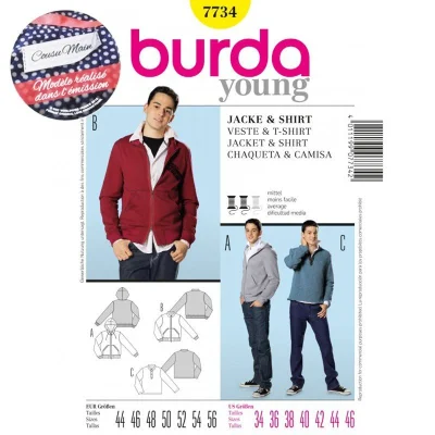 Patron Veste et T-Shirt Burda Cousu Main 7734