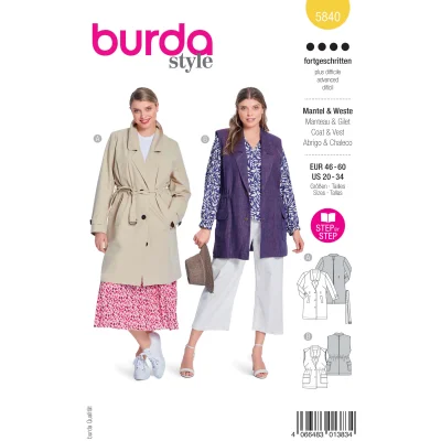 Patron Burda Style 5840 Manteau &amp; gilet