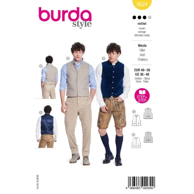 Patron Burda 5624 Gilet traditionnel