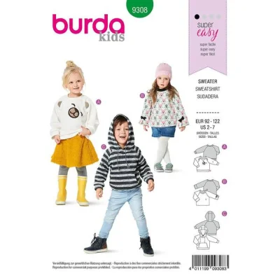 Patron Burda 9308 Sweatshirt