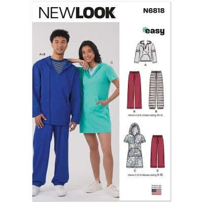 Patron New Look 6818 Sweat à capuche et pantalon en maille