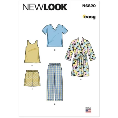 Patron New Look 6820 Tenue d&#039;intérieur pour enfants