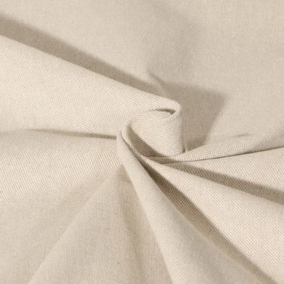 Tissu Toile de Coton aspect Lin Aubiane uni Beige - Par 10 cm