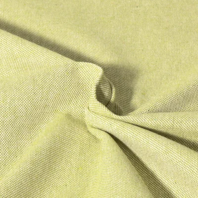 Tissu Toile de Coton aspect Lin Aubiane uni Vert anis - Par 10 cm