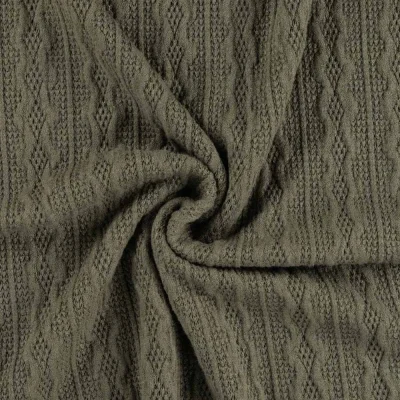 Coupon Tissu Maille torsadée extensible Craftine Soft Grey Vert kaki - Coupon de 170 cm
