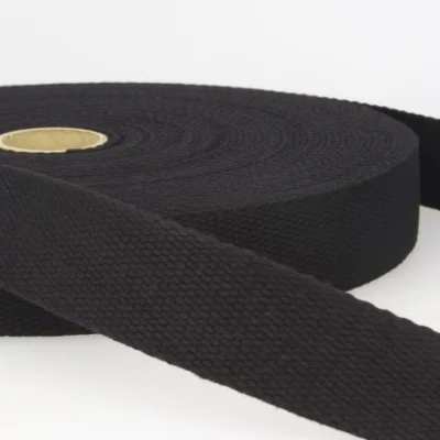 Sangle Coton uni Noir - 3 Largeurs