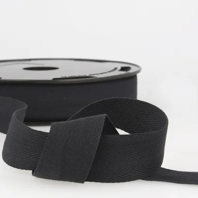 Sergé Coton 14 mm Noir x1m