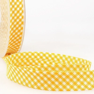 Biais tissé 20 mm Jaune Petits carreaux x1m