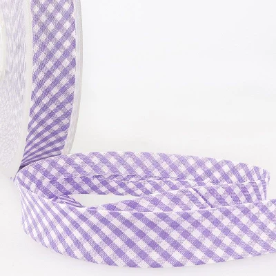 Biais tissé 20 mm Violet Petits carreaux x1m