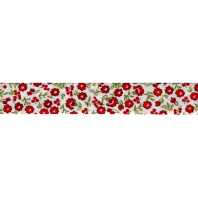 Biais 20 mm Rouge Fleurs Rouge x1m