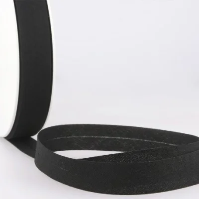 Biais replié tout textile 27 mm Noir x1m