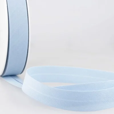 Biais replié tout textile 20 mm Bleu ciel x1m