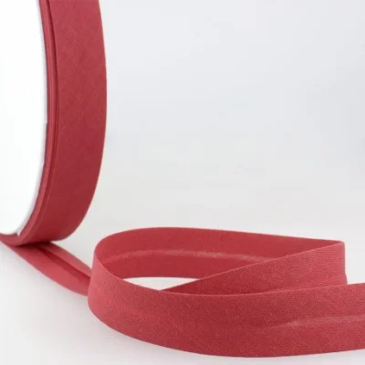 Biais replié tout textile 20 mm Rouge fraise x1m