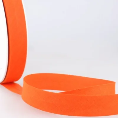 Biais replié tout textile 20 mm Orange corail x1m