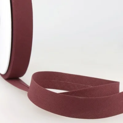 Biais replié tout textile 20 mm Bordeaux x1m