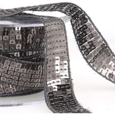 Galon Paillettes 22 mm Gris Paillettes x1m