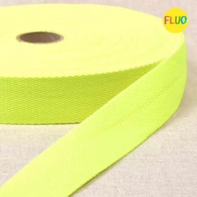 Sangle Polyester aspect Coton 30 mm Jaune fluo x1m