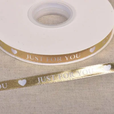 Ruban imprimé Just for You 10 mm Or x1m