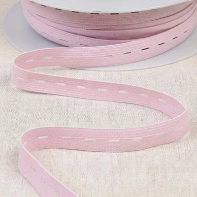 Elastique Boutonnière 15 mm Rose clair x1m