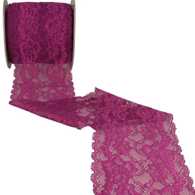 Dentelle Rachel fleurs Prune - 100 mm