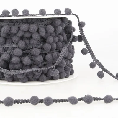 Galon Petit pompon Gris anthracite - Au mètre