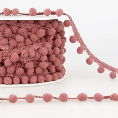 Galon Petit pompon Vieux rose - Au mètre
