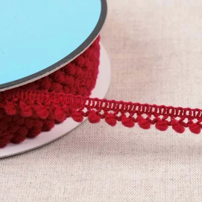 Galon petits pompons 10 mm Rouge bourgogne x1m