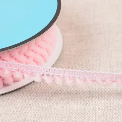 Galon petits pompons 10 mm Rose clair x1m