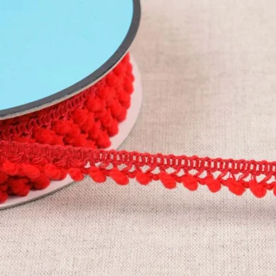 Galon petits pompons 10 mm Rouge x1m