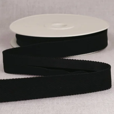 Biais Velours grosses côtes 25 mm Noir x1m