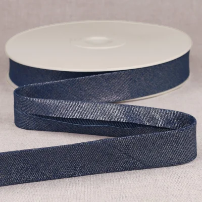 Biais Jean métallisé Bleu marine x1m