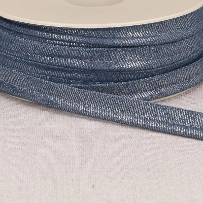 Passepoil métallisé effet Jean Bleu lavande 12 mm - Au mètre